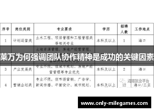 莱万为何强调团队协作精神是成功的关键因素